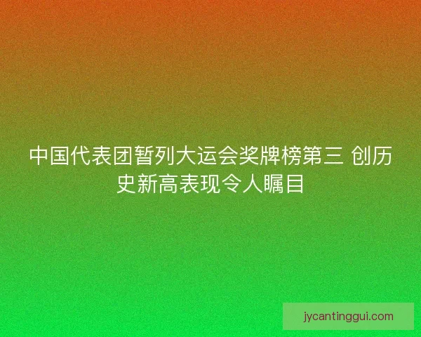 中国代表团暂列大运会奖牌榜第三 创历史新高表现令人瞩目